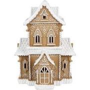 Clayre & Eef Gingerbread house met LED 28x21x37 cm Bruin Kunststof
