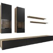 Meubella - Wandmeubel Bolivar - Zwart - Eiken