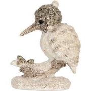 Clayre & Eef Decoratie Vogel 7x6x8 cm Beige Polyresin