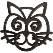 Clayre & Eef Onderzetters Pannen 16x17x2 cm Bruin Metaal Kat