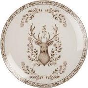 Clayre & Eef Dinerbord Ø 26x2 cm Beige Porselein Hert