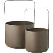 Tove metalen bloempotten bruin - set van 2