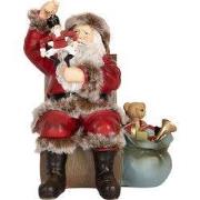 Clayre & Eef Beeld Kerstman 16x13x19 cm Rood Kunststof