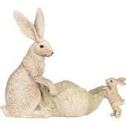 Clayre & Eef Decoratie Beeld Konijn 29x14x26 cm Beige Kunststof