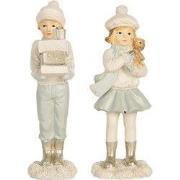 Clayre & Eef Decoratie Beeld Kinderen set van 2 Wit Kunststof