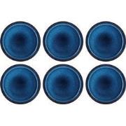 Bitz® Gastro - 6 stuks Aardewerk Ontbijtborden 21 cm Blauw/Zwart 82125...