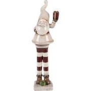 Clayre & Eef Kerstdecoratie Beeld Kerstman 9x8x30 cm Beige Keramiek