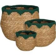Jorck basket round black set of 3 - h24xd26cm