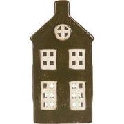 Clayre & Eef Waxinelichthouder Huis 8x6x16 cm Groen Keramiek