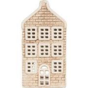 Clayre & Eef Waxinelichthouder Huis 9x10x19 cm Beige Keramiek