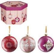 Bauble unbreakable Peace & Love giftset pink 14 pieces - d7,5cm