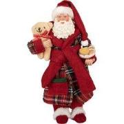 Clayre & Eef Kerstdecoratie Beeld Kerstman 16x11x28 cm Rood Kunststof