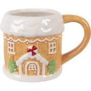 Clayre & Eef Mok Gingerbread house 300 ml Bruin Keramiek