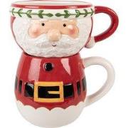 Clayre & Eef Mok Kerstman 400 ml / 500 ml Rood Keramiek