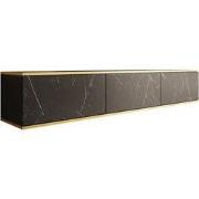 Meubella - TV-Meubel Orleans - Zwart marmerlook - 175 cm