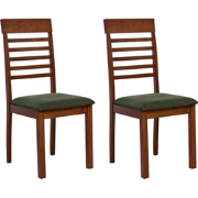 ORTLEY - Eetkamerstoel set van 2 - Donkerbruin/Groen - Rubberhout