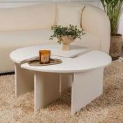 Ronde Salontafel Moari Houtlook Wit Melamine 90 cm