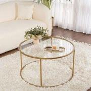 Moderne Ronde Salontafel Uru Goud - Glas - 80 cm