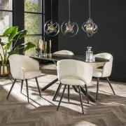 Industriële Ovale Eettafel Zwart Keramiek met Marmereffect Sophie 180x...