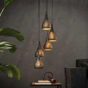 Hanglamp Industrieel Getrapt Aya 5-lichts Zwart Bruin
