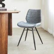 Beau Eetkamerstoel Blauw Chenille Stof - Zonder Armleuningen