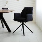 Draaibare Eetkamerstoel Novan Zwart Bouclé – 180° Draaibaar