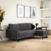 Hoekbank Caroline ribstof antraciet links en rechts