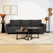 3-zits Bank Kale linnen stof antraciet - comfortabele kussens