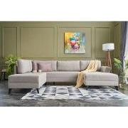 Hoekbank met slaapfunctie Eris Crème