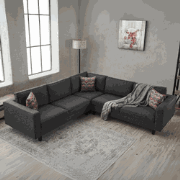 Hoekbank Kale Stof Antraciet - vijf persoons