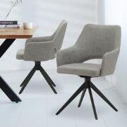 Moderne Draaibare Eetkamerstoel Grijs Stof Sid - Met Armleuningen