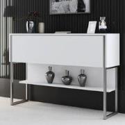 Modern Dressoir Wit Luxe 120x80x30 - Zilver Frame - Eén Vak