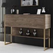 Modern Dressoir Walnoot Luxe 120x80x30 - Gouden Frame - Eén Vak