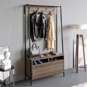 Garderobemeubel Kapstok Walnoot Melamine Devon - Met Vakken en Lade