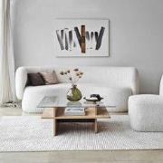 Salontafel Vierkant Glas Sagu - Sapphire Melamine Onderstel - 90x90 cm