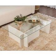 Salontafel Wit Melamine Glas Opal 105x65x30 cm