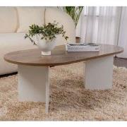 Ovale Salontafel Walnoot Look - Witte Poot - Sabla - 119x60
