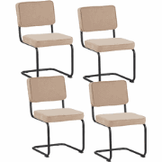 Set van 4 Eetkamerstoelen Remo Beige Ribstof - Zonder Armleuningen