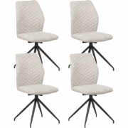 Set van 4 Draaibare Eetkamerstoelen Lichtgrijs Charly Chenille Stof