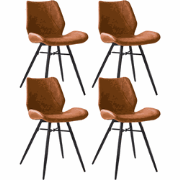 Set van 4 Eetkamerstoelen Beau Industrieel Cognac Kunstleer - Zonder A...