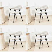 Eetkamerstoel Set van 4 Bouclé Beige Lisa - Zwart Frame