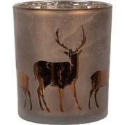 Clayre & Eef Theelichthouder Ø 9x10 cm Bruin Glas