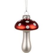 Clayre & Eef Kersthanger Paddenstoel Ø 6x9 cm Rood Wit Glas