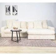 3-zits hoekbank XXL Beige Ribstof plofbank Nia