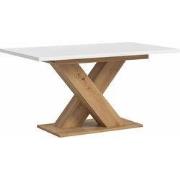 Motion Eetkamertafel X-Poot 90x150/190cm Wit, Eiken Decor