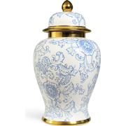 Fine Asianliving Chinese Gemberpot Blauw Wit Goud Pioenen Handgemaakt