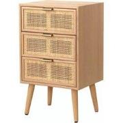 Nachtkastje met 3 lades en front van natuurlijk rotan vlechtwerk - MIY...