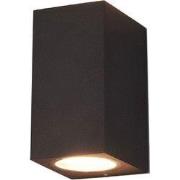 Wandlamp LED GU-10 IP-65 - Twee lichtbundels ? Vierkant 15 cm - Zwart