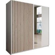 Meubella - Kledingkast Deliryon - Wit - 200 cm - Met spiegel