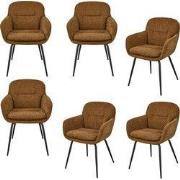 WOOOD Runa Eetkamerstoelen - Polyester - Caramel - Set van 6